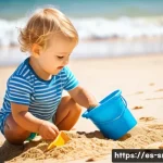 인터넷정보검색 실무에서 자주 사용하는 검색 최적화 도구 - **A toddler playing on a sunny beach in Cadiz, Spain.** The child, wearing a brightly colored diaper...